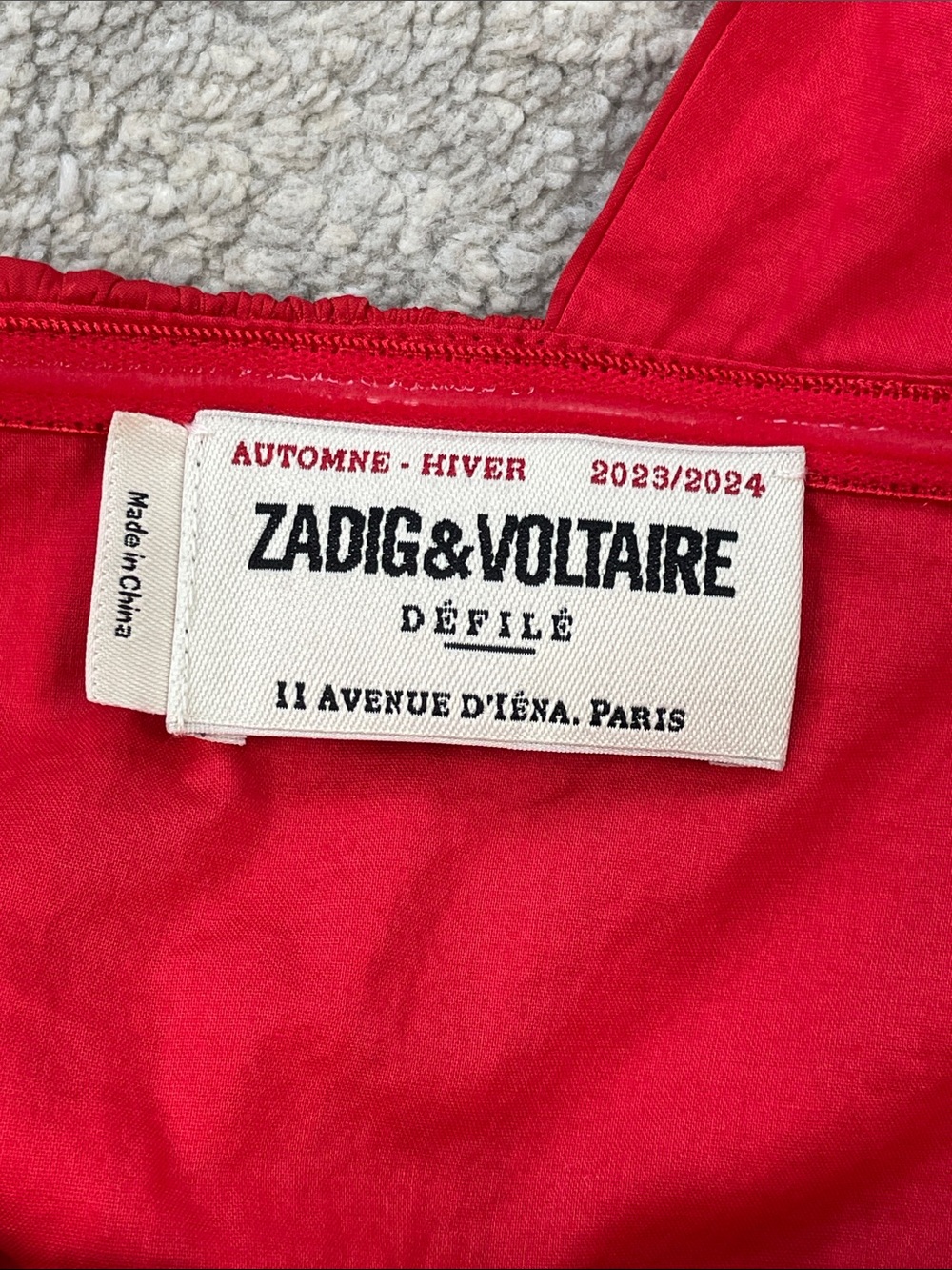 NWT Zadig & Voltaire Roselie Satin Asymmetric Mini Dress Red Sz L - Picture 8 of 14